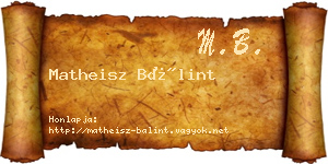 Matheisz Bálint névjegykártya